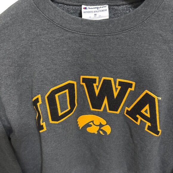 Champion Iowa Hawkeyes Crew Neck Sweatshirt Size Medium Gray - Picture 3 of 6